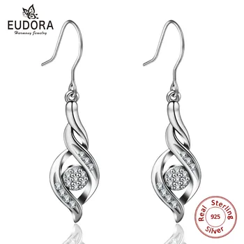 EUDORA Real 925 Sterling Silver Luck Celtics knot Clear CZ Earrings Elegant Charming Earring for Women Fine Jewelry Gift E58
EUDORA Real 925 Sterling Silver Luck Celtics knot Clear CZ Earrings Elegant Charming Earring for Women Fine Jewelry Gift E58