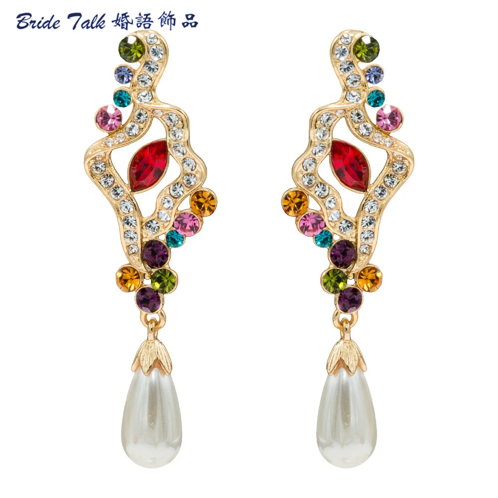 Фото New 2015 Trendy Austrian Crystal Pearl Flower Earrings for Wedding Bridal Earring Woman Jewelry Prom Free Shipping SEA0913 | Украшения и