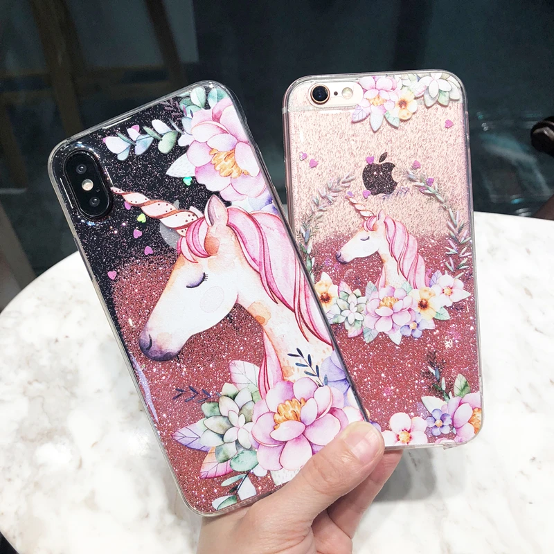 Fashion Glitter Bling Glitter Unicorn Flowers Solf Silicone Cover Case For iPhone 6 6s 7 8 Plus X Phone Cases Funda Capa
Fashion Glitter Bling Glitter Unicorn Flowers Solf Silicone Cover Case For iPhone 6 6s 7 8 Plus X Phone Cases Funda Capa