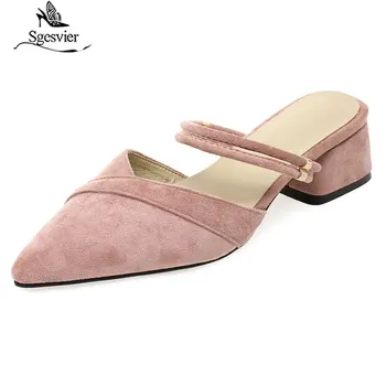 Sgesvier Women Med Heel Slippers Fashion Brand Mule Shoes Pointed Toe Square Heel Slides Sandal Ladies PU Leather Zapatos Mujer
Sgesvier Women Med Heel Slippers Fashion Brand Mule Shoes Pointed Toe Square Heel Slides Sandal Ladies PU Leather Zapatos Mujer