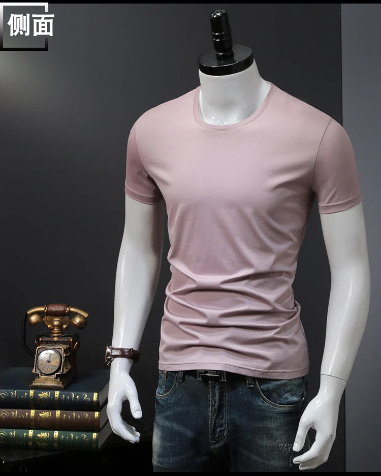 T-shirts Solid Color Man Casual camiseta homme t shirts Male Top Tees Summer (11)