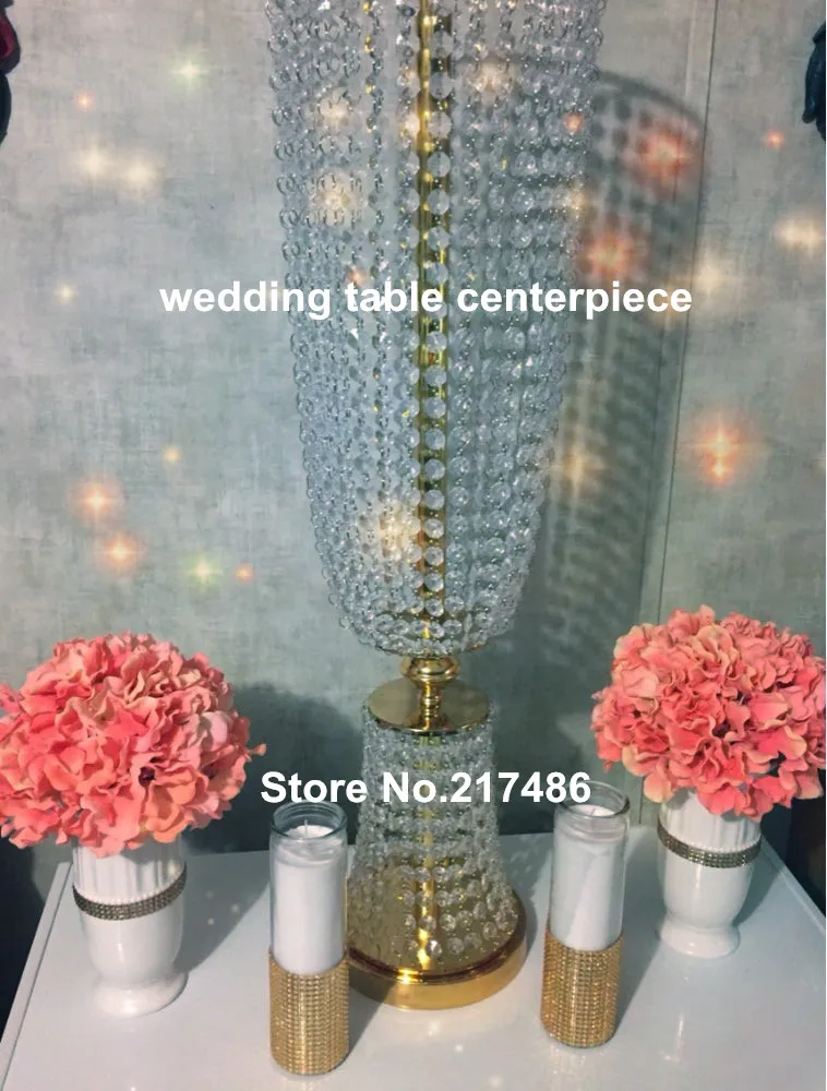Sliver Iron Or Gold Iron Tall Large Crystal Flower Vase Tall