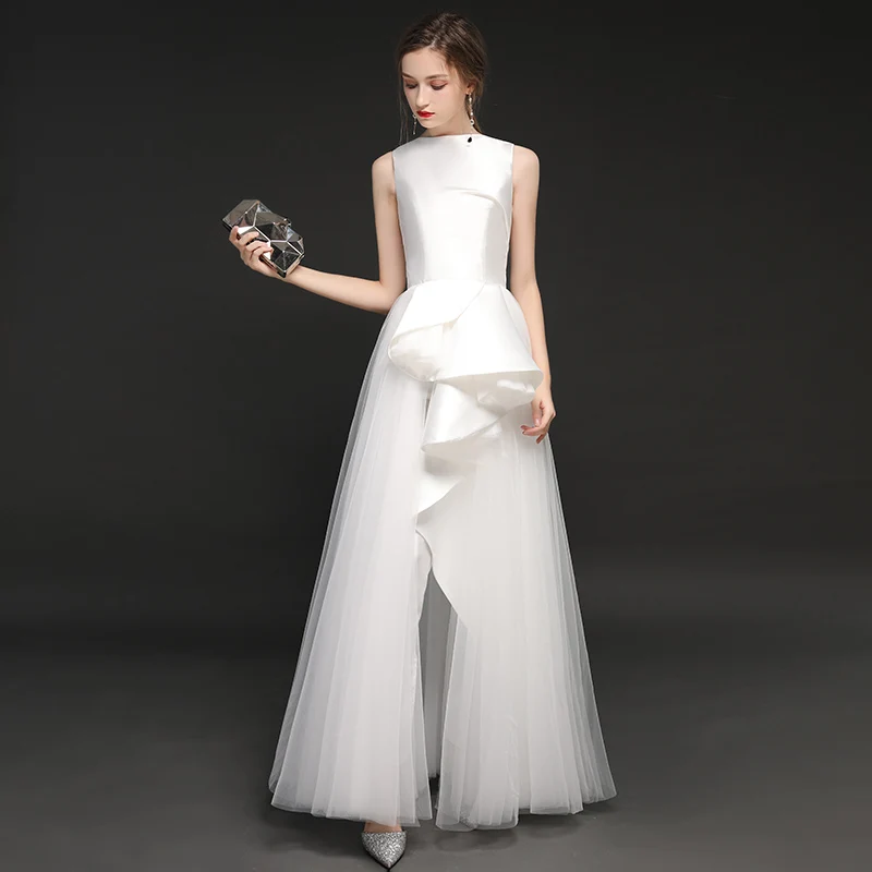 White Wedding Jumpsuits 2020 New Charming Tulle With Satin A-Line Floor-Length Wedding Dresses Vestidos de Novia
White Wedding Jumpsuits 2020 New Charming Tulle With Satin A-Line Floor-Length Wedding Dresses Vestidos de Novia