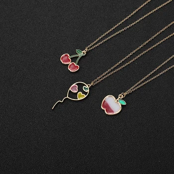 Colorful Flying Balloon with Hearts Necklace Red Color Cherry Chain Necklaces Cartoon Enamel Colorful Fruit Apple love Necklace
Colorful Flying Balloon with Hearts Necklace Red Color Cherry Chain Necklaces Cartoon Enamel Colorful Fruit Apple love Necklace