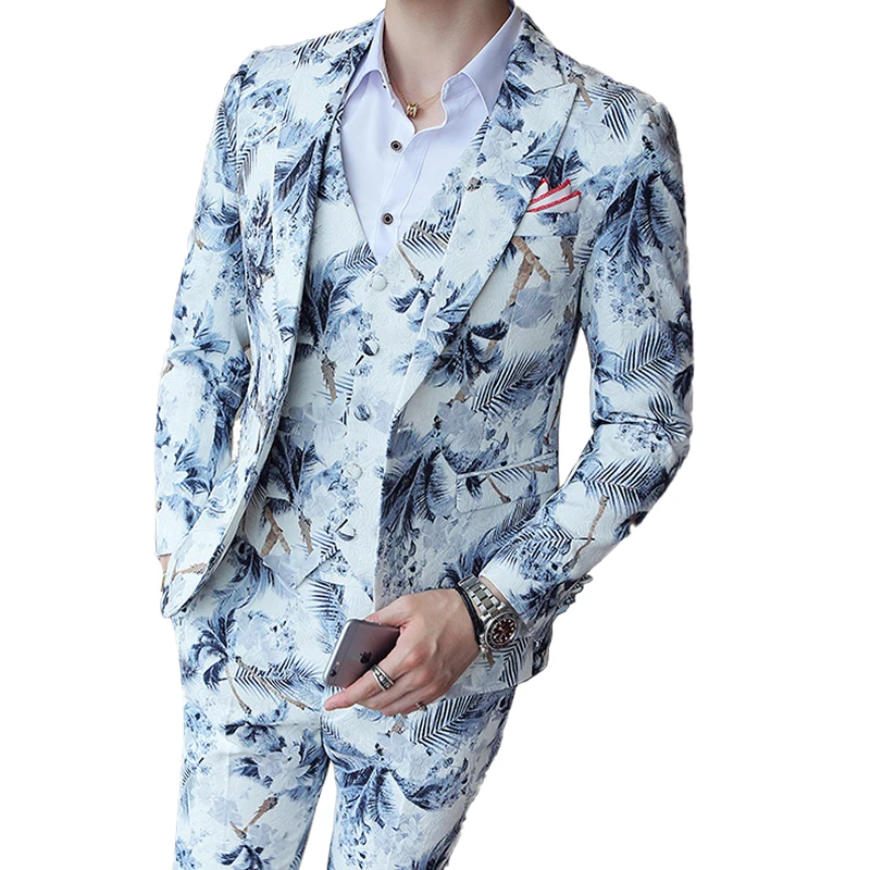 (Jacket + Vest + Pants) Boutique Fashion Printing Groom Wedding Suit Three-piece Prom Stage Party Performance Male Casual Suit
(Jacket + Vest + Pants) Boutique Fashion Printing Groom Wedding Suit Three-piece Prom Stage Party Performance Male Casual Suit