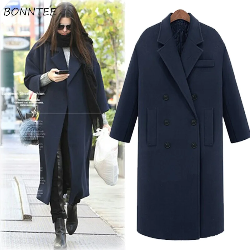 Wool Women Solid Elegant Loose Thicker Turn-down Collar Coat Pockets All-match Simple Womens Korean Leisure Warm Woolen Coats
Wool Women Solid Elegant Loose Thicker Turn-down Collar Coat Pockets All-match Simple Womens Korean Leisure Warm Woolen Coats