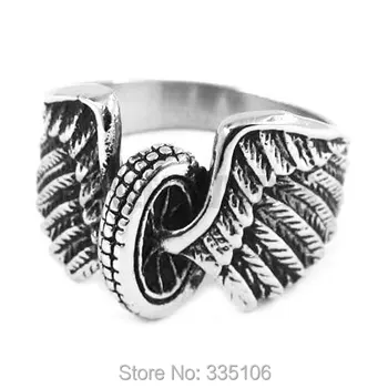 

Free shipping! Eagle Wings Motorcycles Tire Biker Ring Stainless Steel Jewelry New Design Fashion Motor Biker Men Ring SWR0313