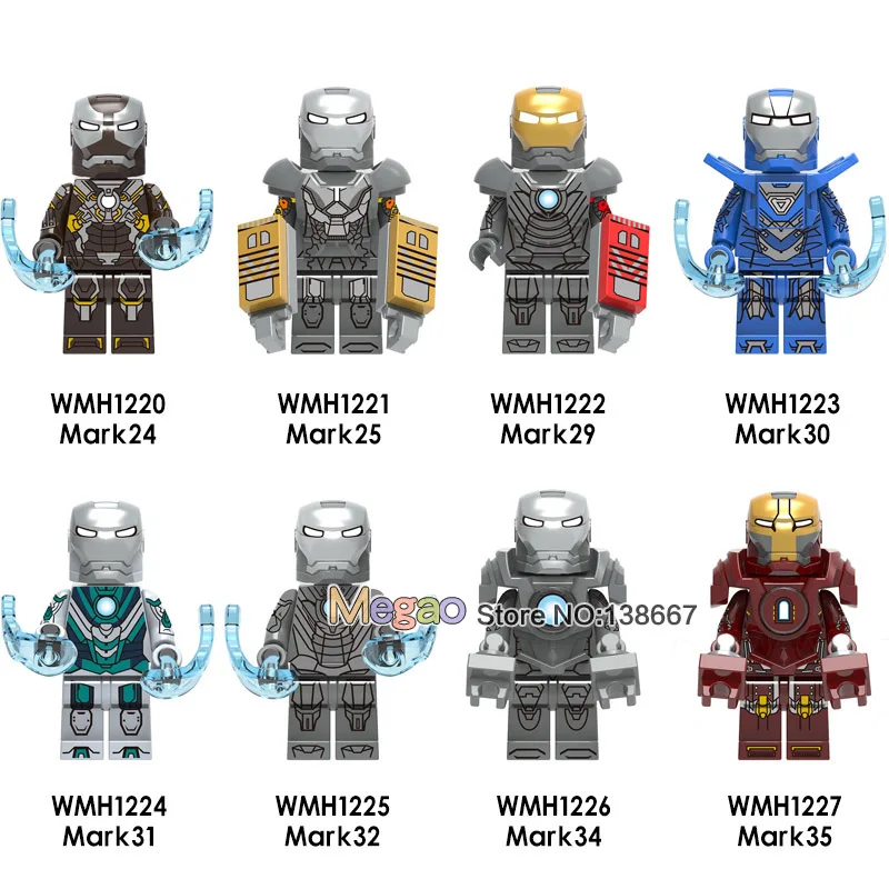 

Marvel Super Heroes Iron Man Action Collection Bricks Ironman Mark 24 25 29 30 31 32 34 35 Building Block Toys Children