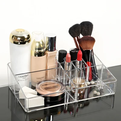 

Crystal Acrylic Cosmetic Organizer Clear Makeup Jewelry Cosmetic Storage Display Box Acrylic Case Stand Rack Holder Organizer