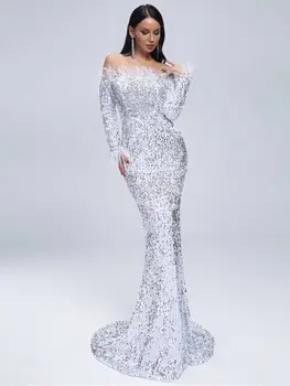 Whtie Sequin Long Dress Top Quality Sexy Slash Neck Night CLub Bodycon Fashion Evening Party Dresses
Whtie Sequin Long Dress Top Quality Sexy Slash Neck Night CLub Bodycon Fashion Evening Party Dresses