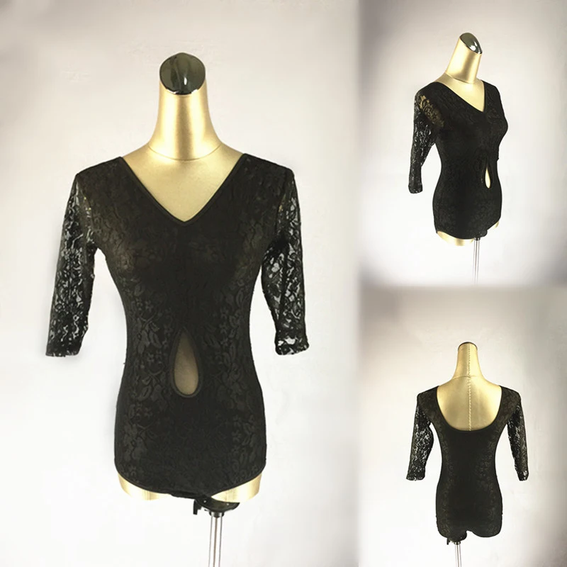 Latin Dance Shirts Black Sexy Lace V-Neck Mid Sleeve Halteres Tops Women Leotard Tango Samba Clothes Performance Wear DN2340
Latin Dance Shirts Black Sexy Lace V-Neck Mid Sleeve Halteres Tops Women Leotard Tango Samba Clothes Performance Wear DN2340