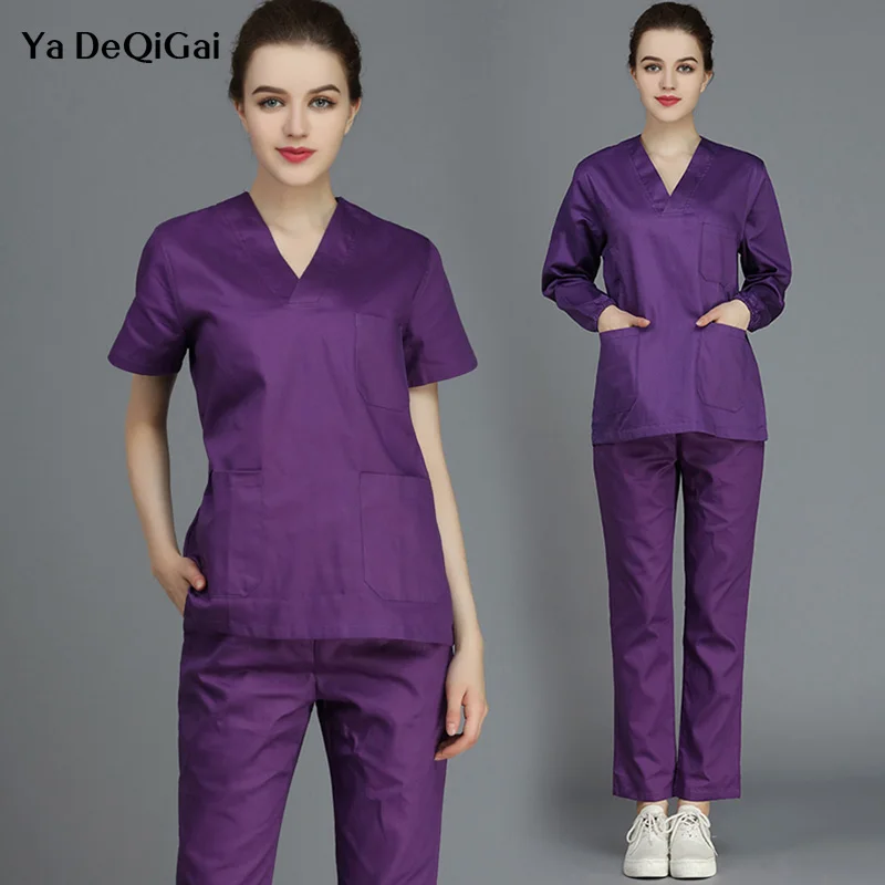 Women scrub suit doctor nurse short/long sleeve uniform dental clinic pet doctor beauty salon overalls medical surgical clothing
Women scrub suit doctor nurse short/long sleeve uniform dental clinic pet doctor beauty salon overalls medical surgical clothing