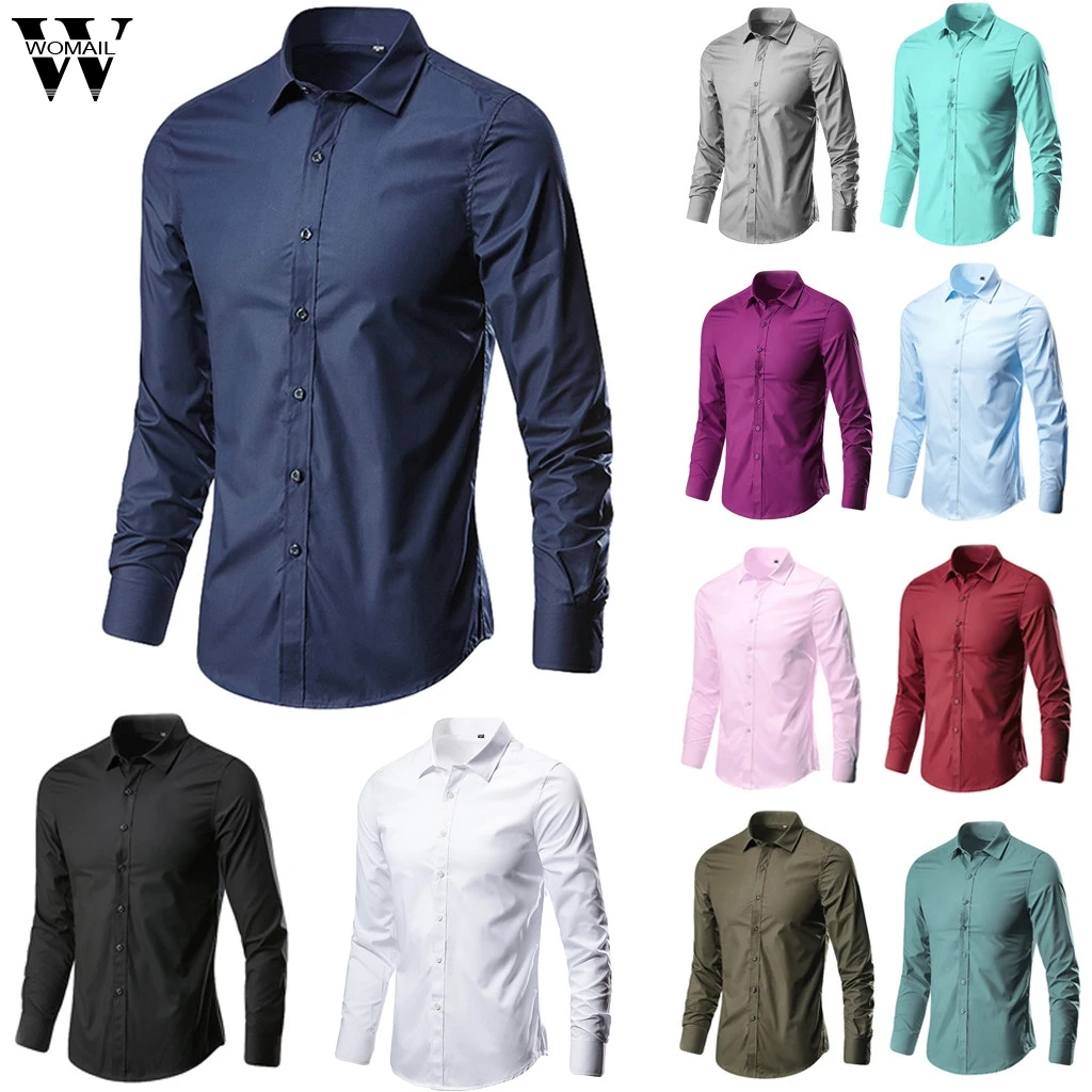 Womail Shirt Men summer fashion business Shirts Lattice Solid Button Long-sleeved Daily Gift Casual high quality New 2019 A17
Womail Shirt Men summer fashion business Shirts Lattice Solid Button Long-sleeved Daily Gift Casual high quality New 2019 A17