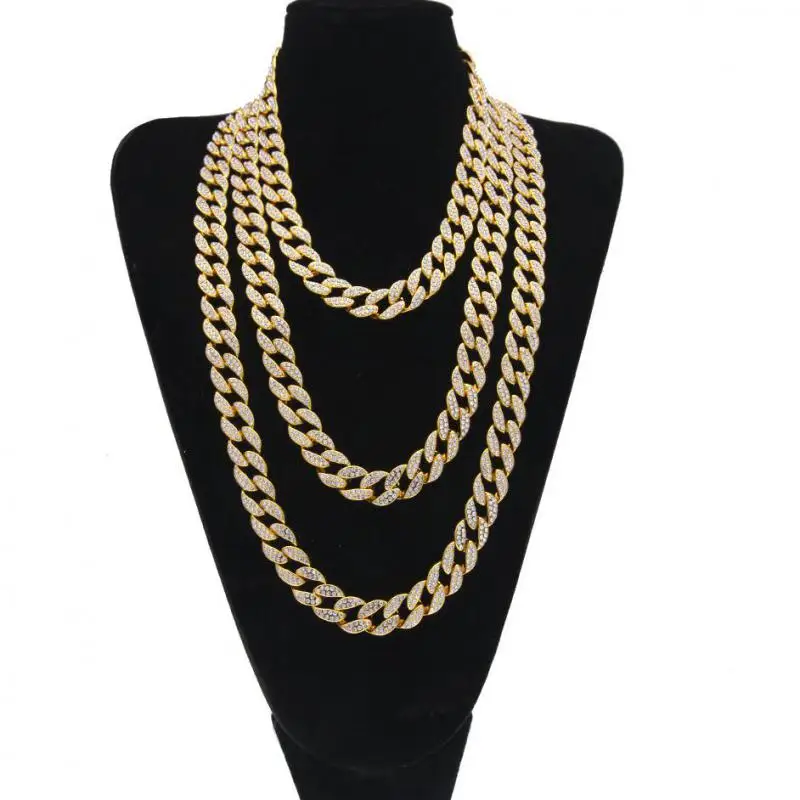 Iced Out Bling Rhinestone Golden Silver Finish Miami Cuban Link Chain Necklace Men's Hip Hop Necklace Jewelry 16/18/20/24 Inch
Iced Out Bling Rhinestone Golden Silver Finish Miami Cuban Link Chain Necklace Men's Hip Hop Necklace Jewelry 16/18/20/24 Inch