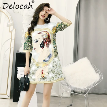 Delocah 2019 Spring Summer Women Dress Runway Fashion Designer Flare Sleeve Sequined Beading Print Loose Casual Elegant Dresses
Delocah 2019 Spring Summer Women Dress Runway Fashion Designer Flare Sleeve Sequined Beading Print Loose Casual Elegant Dresses