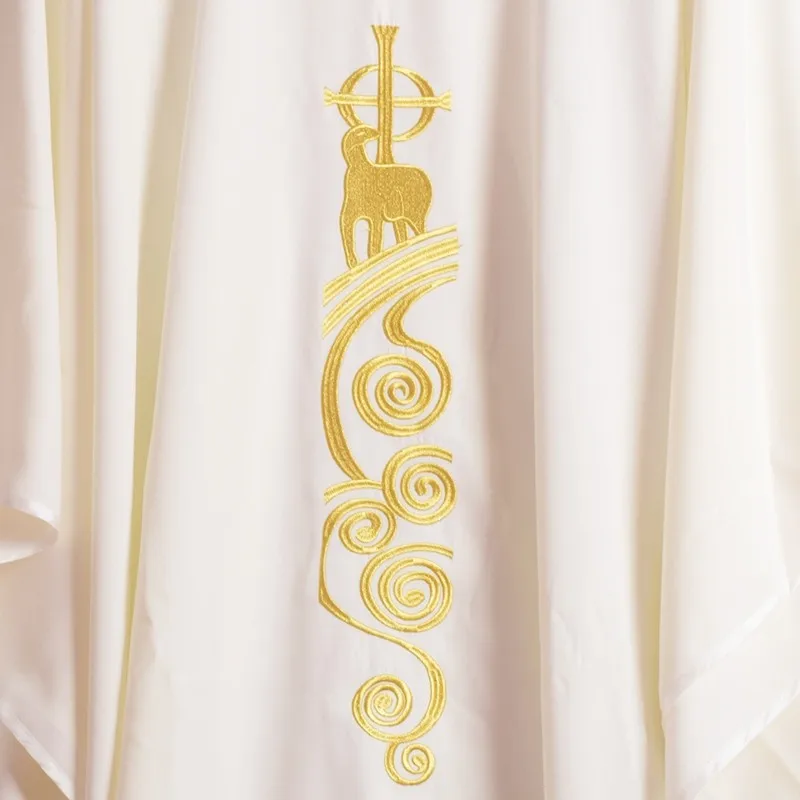 Chasuble Catholic White Church Lamb Embroidered Priest Vestments Chasuble Catholic White Church Lamb Embroidered Priest Vestments