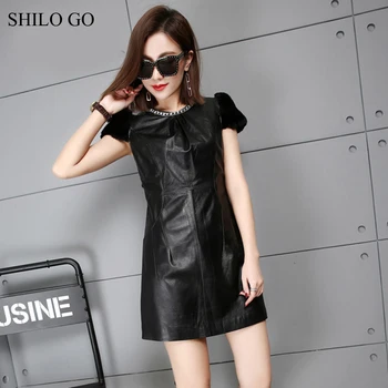 SHILO GO Leather dress Womens Spring Fashion sheepskin genuine Leather dress beading O Neck short Puff sleeve slim pencil dress
SHILO GO Leather dress Womens Spring Fashion sheepskin genuine Leather dress beading O Neck short Puff sleeve slim pencil dress