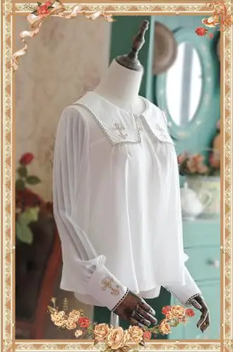 Sweet Cross Embroidered Chiffon Blouse Cute Illusion Long Sleeve Shirt for Women by Infanta
Sweet Cross Embroidered Chiffon Blouse Cute Illusion Long Sleeve Shirt for Women by Infanta