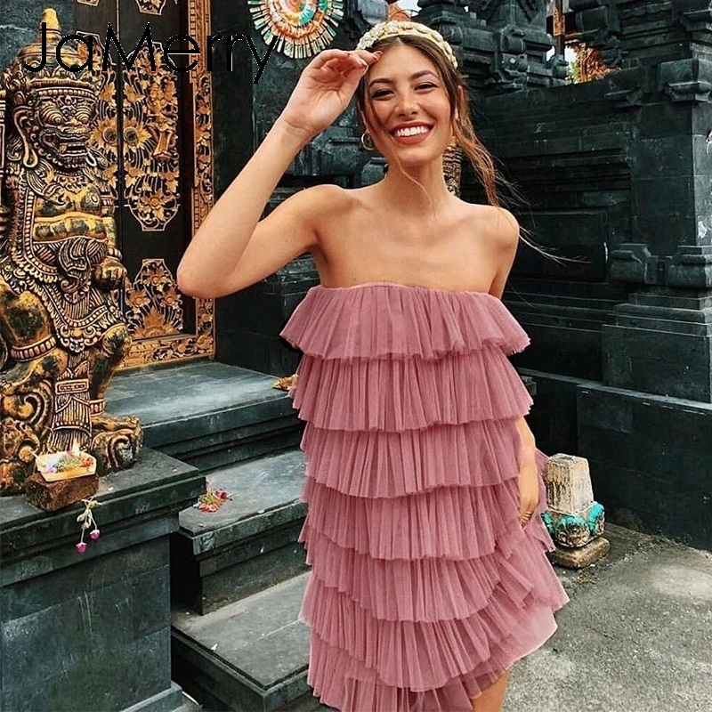 JaMerry Vintage sexy mesh dress women Halter sleeveless layered cake dresses female Summer party short mini vestidos dress festa
JaMerry Vintage sexy mesh dress women Halter sleeveless layered cake dresses female Summer party short mini vestidos dress festa