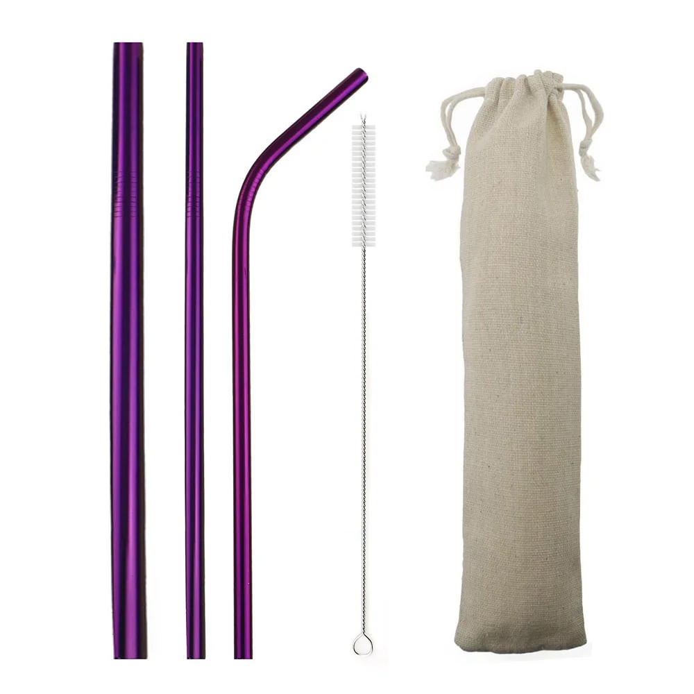 5pcs/set Purple Reusable 304 Stainless Steel Straw Metal Smoothies Drinking Straight Straws Silicone Tips with Brush Bag
5pcs/set Purple Reusable 304 Stainless Steel Straw Metal Smoothies Drinking Straight Straws Silicone Tips with Brush Bag