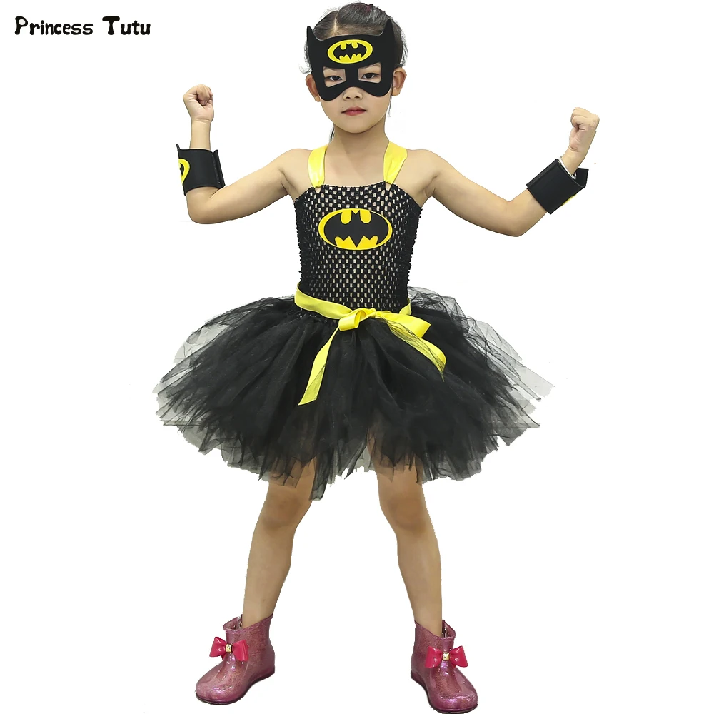 1Set Superhero Batman Girls Tutu Dress Tulle Black Super Hero Cosplay Halloween Costume Kids Party Tutu Dresses for Girls 1-14Y
1Set Superhero Batman Girls Tutu Dress Tulle Black Super Hero Cosplay Halloween Costume Kids Party Tutu Dresses for Girls 1-14Y