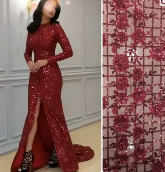 New red Glitter sequins glued French mesh gauze ZLL-0292 fabric African lace suitable for wedding dresses
New red Glitter sequins glued French mesh gauze ZLL-0292 fabric African lace suitable for wedding dresses