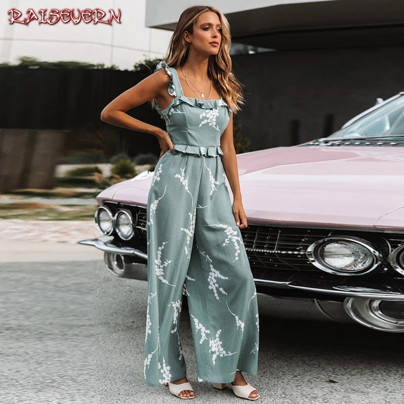 RAISEVERN Boho Floral Print Strap Ruffle Jumpsuit Women Sexy High Waist Wide Leg Loose Jumpsuit 2019 Summer Beach Playsuit
RAISEVERN Boho Floral Print Strap Ruffle Jumpsuit Women Sexy High Waist Wide Leg Loose Jumpsuit 2019 Summer Beach Playsuit