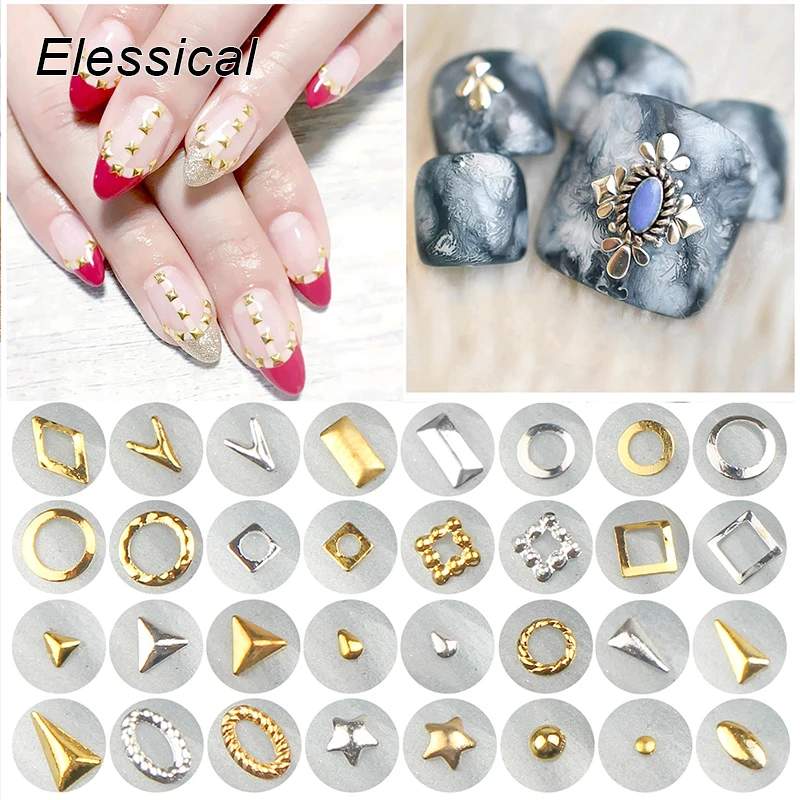 ELESSICAL 100pcs/bottle Gold Silver 3D Nail Art Decorations Geometric Alloy Nail Charm Stud DIY Manicure Tools Nail Rivet Supply
ELESSICAL 100pcs/bottle Gold Silver 3D Nail Art Decorations Geometric Alloy Nail Charm Stud DIY Manicure Tools Nail Rivet Supply