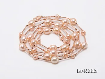 Handmade Charming 38-inch long sweater chain Silver Tube 6-12mm Natural Pink Color Freshwater Pearl Necklace
Handmade Charming 38-inch long sweater chain Silver Tube 6-12mm Natural Pink Color Freshwater Pearl Necklace