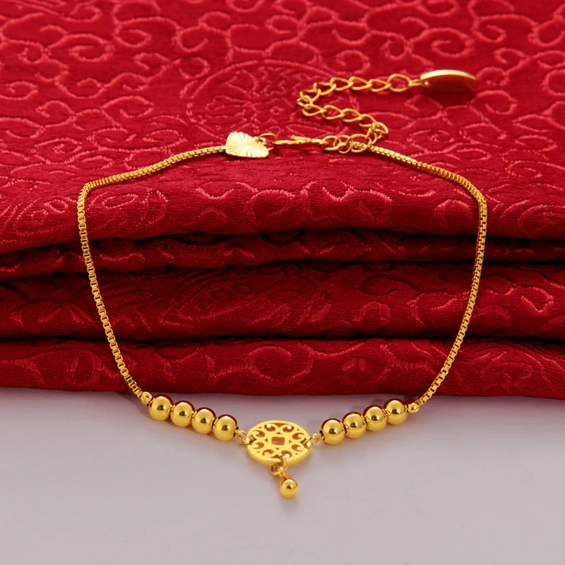 New Designer Fashion Simple Money Heart Chrms Brass Plated 24K Gold Beads Chain Anklet No Fade
New Designer Fashion Simple Money Heart Chrms Brass Plated 24K Gold Beads Chain Anklet No Fade