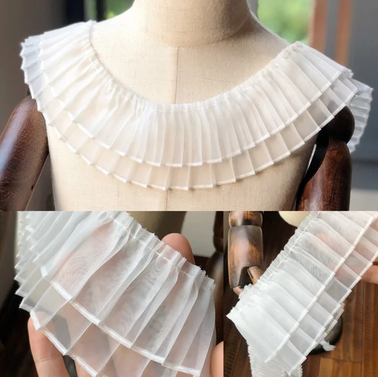 Wide 6CM White Tulle Lace Organza Guipure Pleated Cuff Neckline Collar Trims Decorated Ribbon Tape Edge For Sewing Crafts P004
Wide 6CM White Tulle Lace Organza Guipure Pleated Cuff Neckline Collar Trims Decorated Ribbon Tape Edge For Sewing Crafts P004