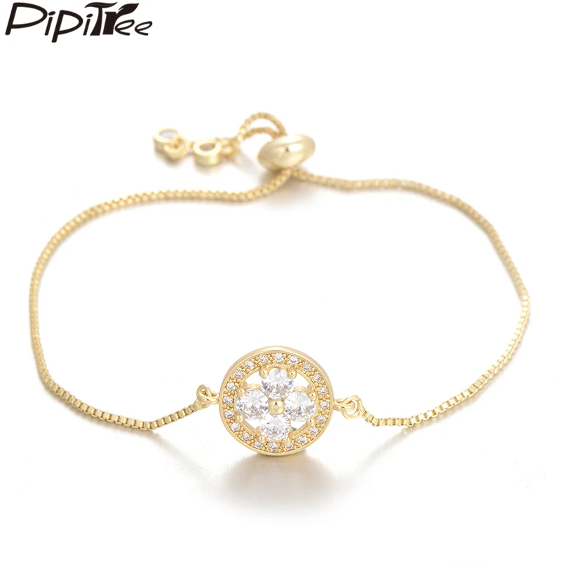 Pipitree Clear CZ Zircon Micro Pave Flower Charm Bracelet Femme Copper Slider Chain Women Bracelets Jewelry pulseira feminina
Pipitree Clear CZ Zircon Micro Pave Flower Charm Bracelet Femme Copper Slider Chain Women Bracelets Jewelry pulseira feminina