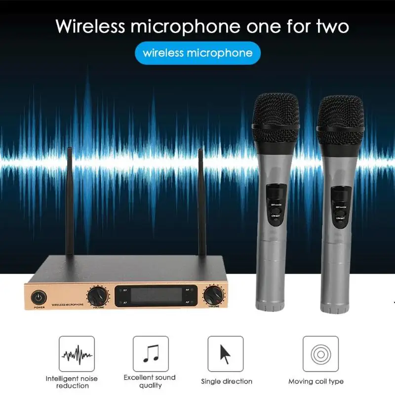 VODOOL 2 Handheld UHF Frequencies Dynamic Capsule 2 Channels Wireless Microphone for Karaoke System High Quality
VODOOL 2 Handheld UHF Frequencies Dynamic Capsule 2 Channels Wireless Microphone for Karaoke System High Quality