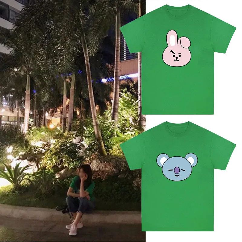 New Kpop Bangtan Boys CHIMMY COOKY TATA MANG RJ KOYA Cute Summer Tshirts Women Shirts Green Cotton Outwear Tops
New Kpop Bangtan Boys CHIMMY COOKY TATA MANG RJ KOYA Cute Summer Tshirts Women Shirts Green Cotton Outwear Tops