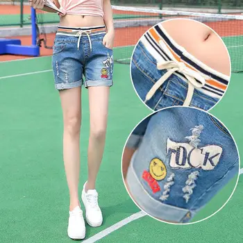 Nonis Women Elastic Waist Drawstring Short Jeans Female Ripped Loose Hot Light Blue Denim Shorts Street Wear Plus Size 2019
Nonis Women Elastic Waist Drawstring Short Jeans Female Ripped Loose Hot Light Blue Denim Shorts Street Wear Plus Size 2019