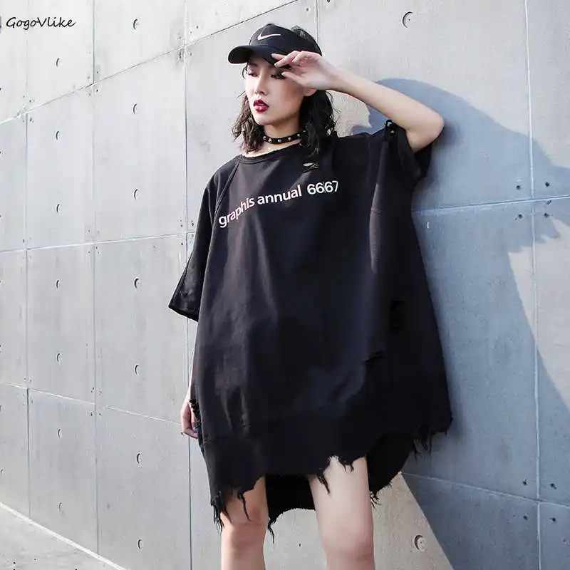 Ripped Cotton Top Tees Summer New 2019 Women Cotton Tops T shirt Pullovers Black Holes shirts Hip Hop Tshirts Punk LT686S50
Ripped Cotton Top Tees Summer New 2019 Women Cotton Tops T shirt Pullovers Black Holes shirts Hip Hop Tshirts Punk LT686S50