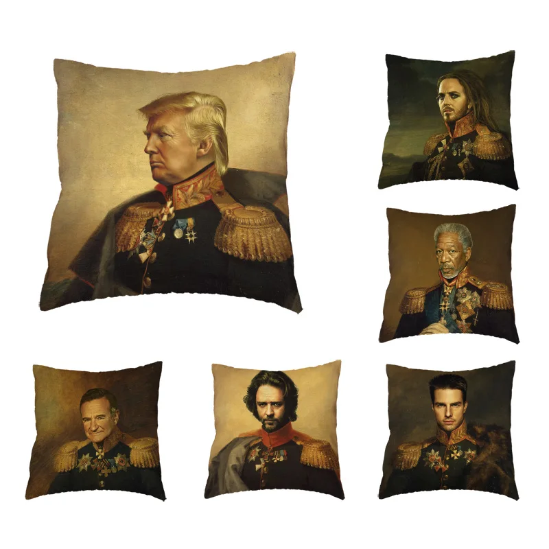 

Big Discount Cushion Cover Famous Man Pillow Cover Superstar military uniform Pillowcase Home Bed Couch Decoration Throw Pillows