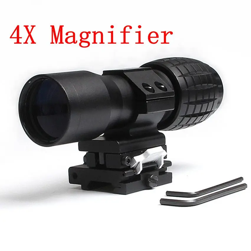 

4X FTS Magnifier Scope Flip to Side Magnifying Sight Tactical Optical Gun for aimpoint or similar scopes airsoft hunnting sights