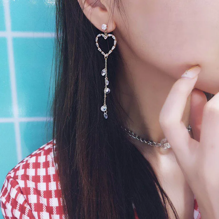 3pairs/lot Korean heart tassels Earrings retro temperament simple peach long earrings | Украшения и аксессуары