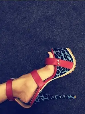 Women Sexy Blue Leopard Ankle Buckle Strap Platform Sandals Summer 16CM Sky High Heel Mixed Color Narrow Band Party Shoes
Women Sexy Blue Leopard Ankle Buckle Strap Platform Sandals Summer 16CM Sky High Heel Mixed Color Narrow Band Party Shoes