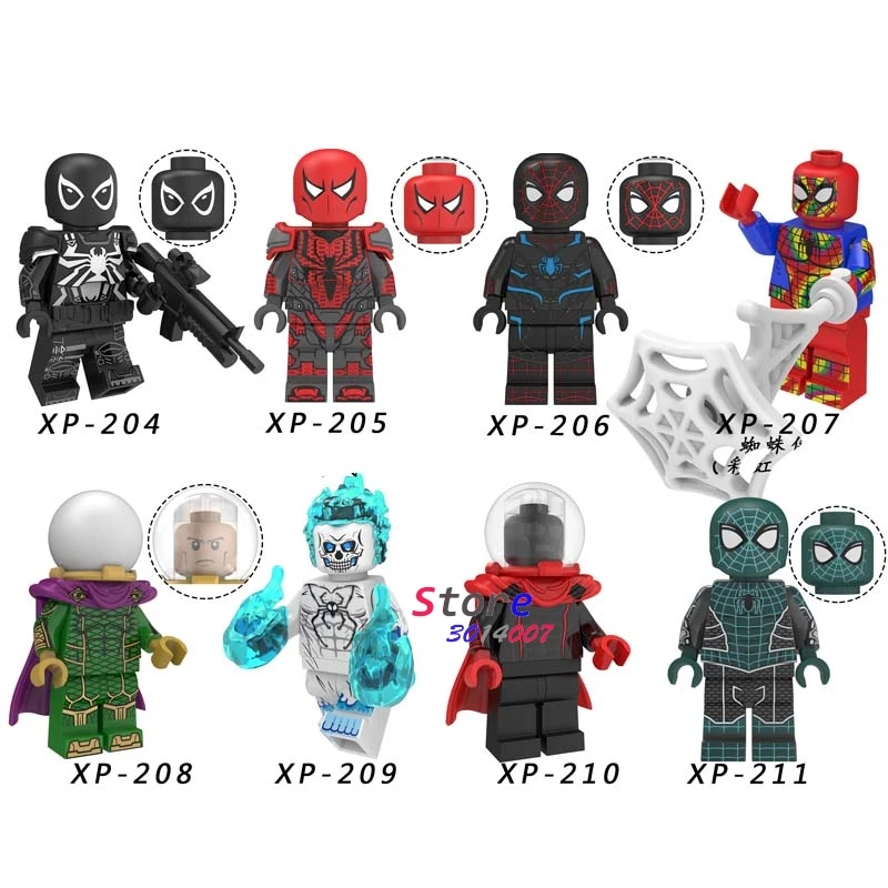 50pcs Marvel Movie Spiderman Far From Home Venom Ghost Rider Spider Man Mysterio building block for children toy