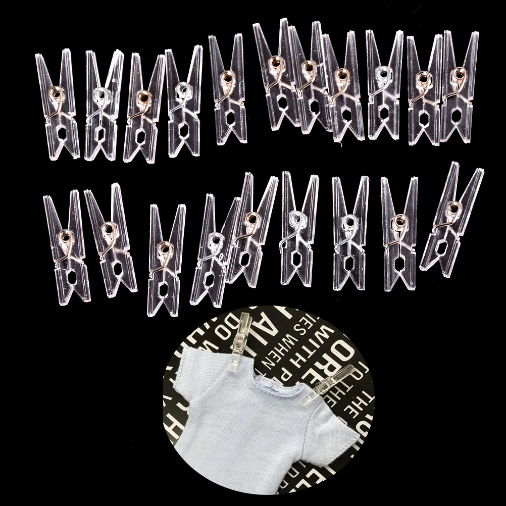 

20 PCS 25m Mini Spring Clear Transparent Clips Clothes Photo Paper Peg Pin Clothespin Craft Clips Party Home Decoration