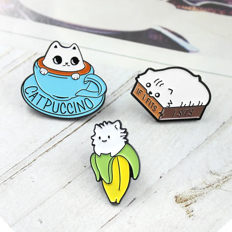 MINGQI Cartoon Cat Brooch Coffee Cup Cat Banana Cat I FITS I SITS Cats Enamel Pin Animal Badge Denim For Kids Friends Jewelry
MINGQI Cartoon Cat Brooch Coffee Cup Cat Banana Cat I FITS I SITS Cats Enamel Pin Animal Badge Denim For Kids Friends Jewelry