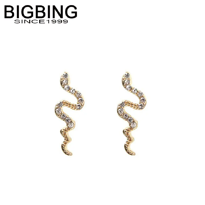 J136 BIGBING ювелирные изделия Модные маленькие золотые Кристальные серьги-гвоздики в