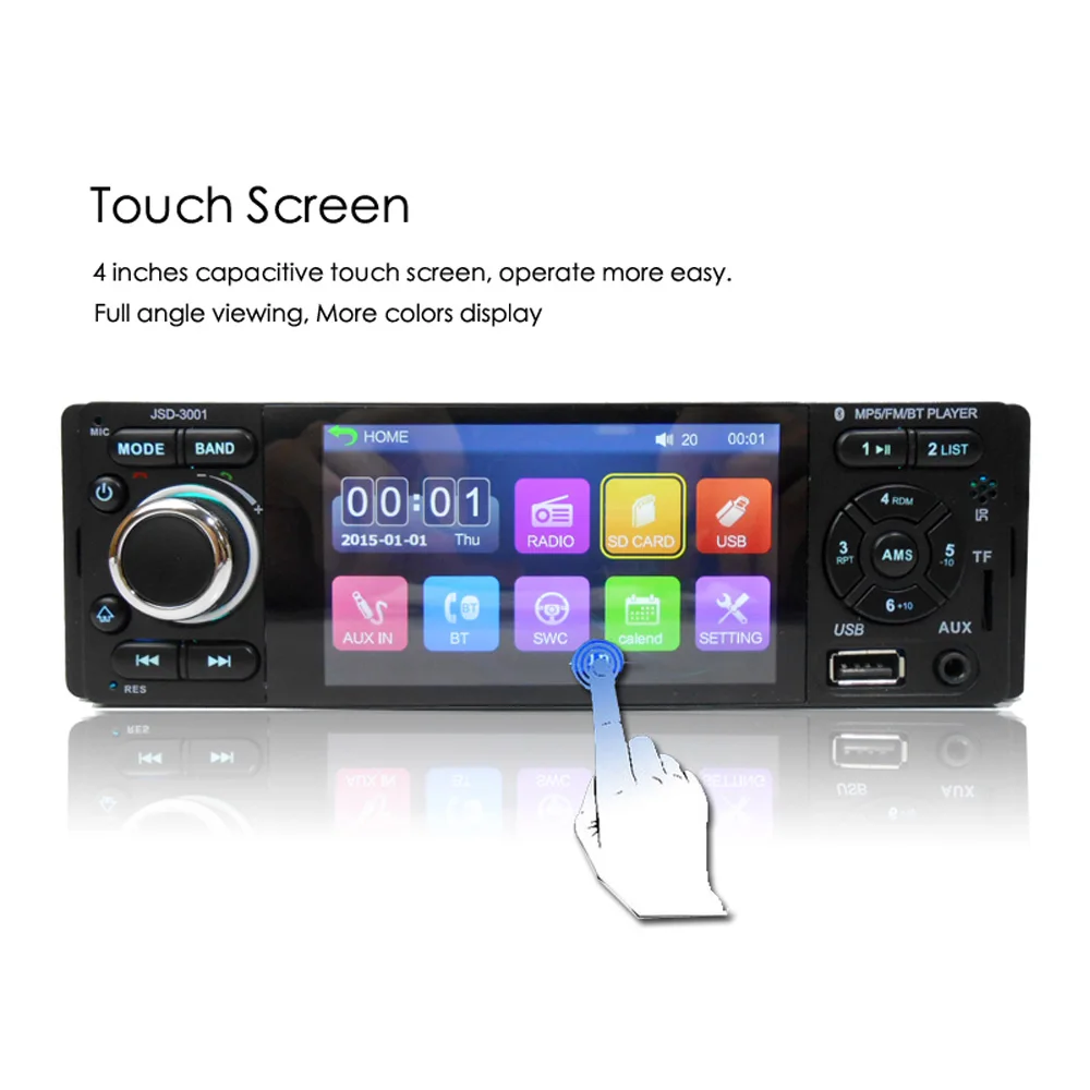 Multifunction JSD-3001 TFT 1080P Touchscreen In-dash Radio Wireless Remote Control 4.1" Car Stereo Bluetooth MP5 FM Car Player
Multifunction JSD-3001 TFT 1080P Touchscreen In-dash Radio Wireless Remote Control 4.1" Car Stereo Bluetooth MP5 FM Car Player
