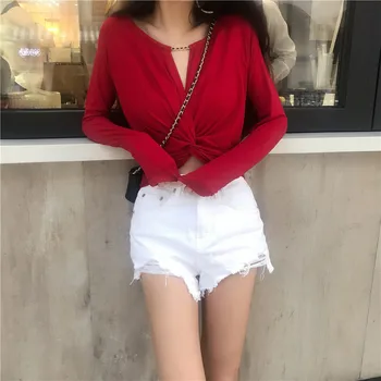 Cropped Twisted Hollow Out Sexy T-shirts Women's V-neck Full Sleeve Slim Tshirt Crop Tops GT631
Cropped Twisted Hollow Out Sexy T-shirts Women's V-neck Full Sleeve Slim Tshirt Crop Tops GT631