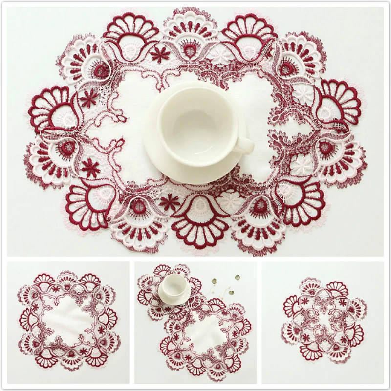 European Pastoral Lace Embroidered Placemat Simple Style Table Cloth Coffee Cup Mat Christmas Wedding Party Decoration Pad
European Pastoral Lace Embroidered Placemat Simple Style Table Cloth Coffee Cup Mat Christmas Wedding Party Decoration Pad
