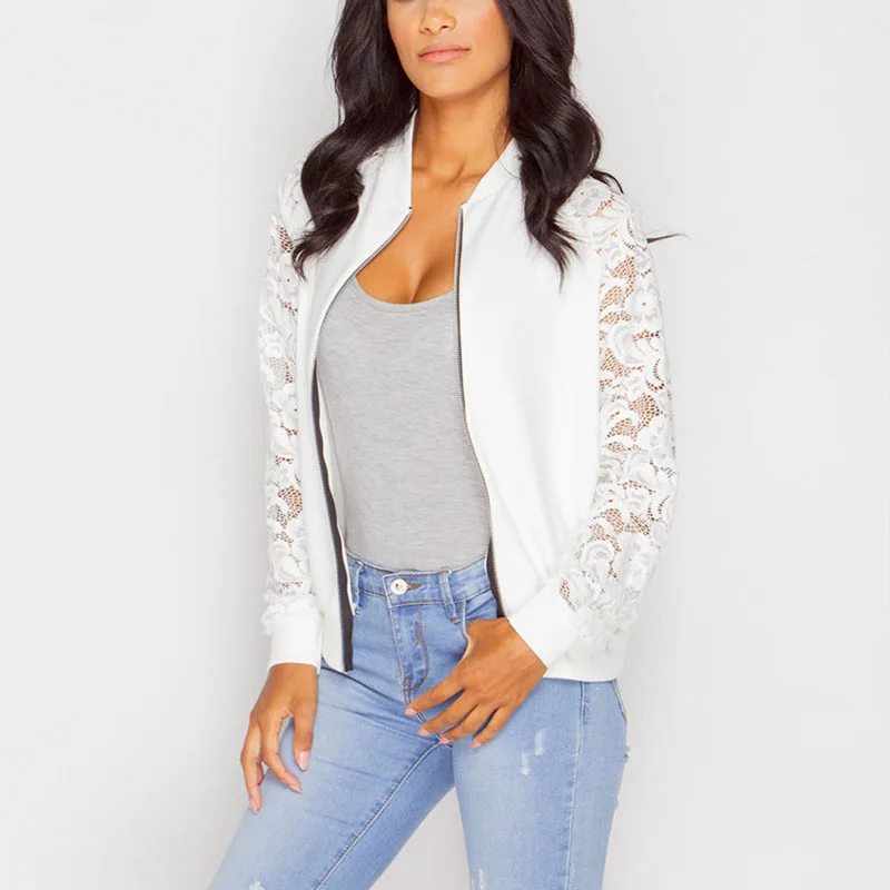 White Lace Long Sleeve Bomber Women's Jacket Hollow Out Transparent Zipper Coats Women 2018 Autumn Outwear Tops
White Lace Long Sleeve Bomber Women's Jacket Hollow Out Transparent Zipper Coats Women 2018 Autumn Outwear Tops