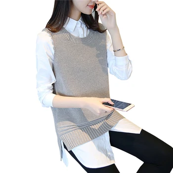 2018 New Autumn Winter Women Knittted Vest Casual O-Neck Sleeveless Waistcoat Female Irregular Long Jumper Striped Sweater Veste
2018 New Autumn Winter Women Knittted Vest Casual O-Neck Sleeveless Waistcoat Female Irregular Long Jumper Striped Sweater Veste