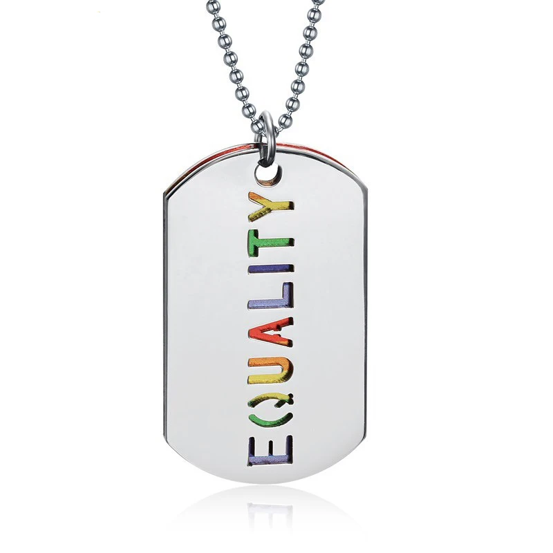 Fashion Rainbow Necklaces & Pendants Gay Jewelry Stainless Steel "EQUALITY" Dog Tag Gay Lesbian LGBT Long Chain Choker Necklace
Fashion Rainbow Necklaces & Pendants Gay Jewelry Stainless Steel "EQUALITY" Dog Tag Gay Lesbian LGBT Long Chain Choker Necklace